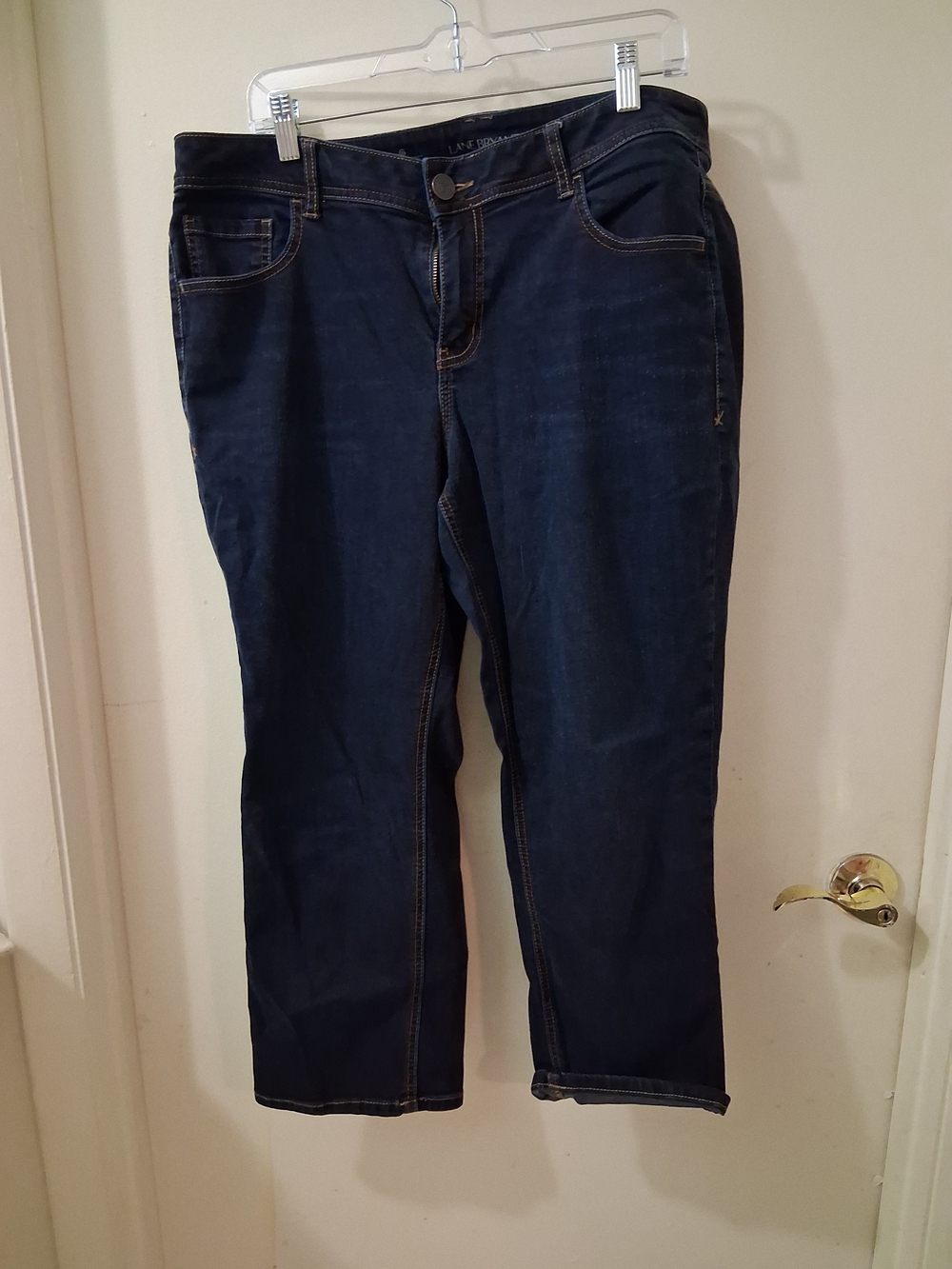 Lane Bryant Genius Fit Capri Jeans Womens 18 Dark Blue Stretch Denim